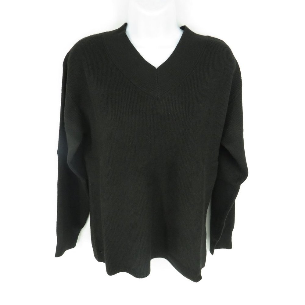 Nine West Women's V-Neck Ribbed Black Sweater XXL NWT $49